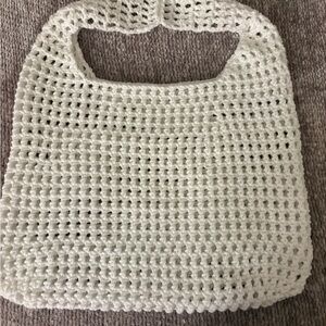 White Crochet Tote Bag
